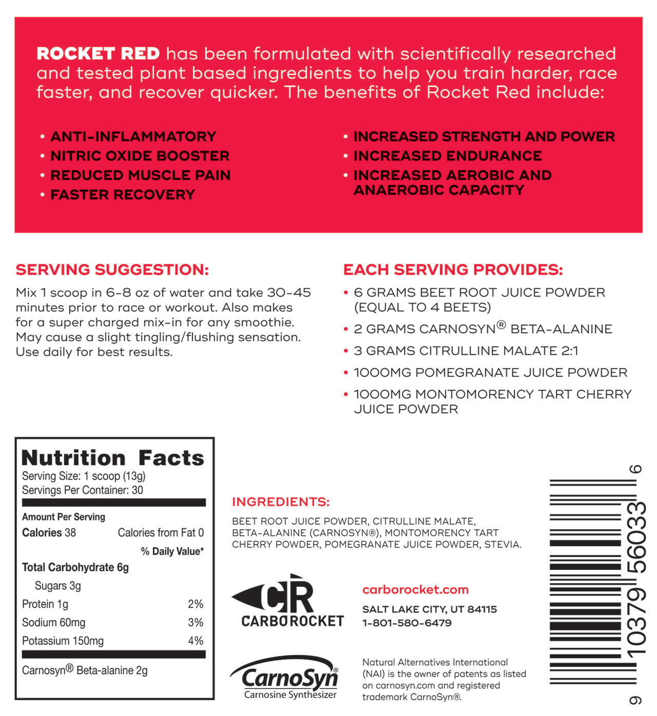 Rocket Red - Pre-Race/Workout Mix Carborocket