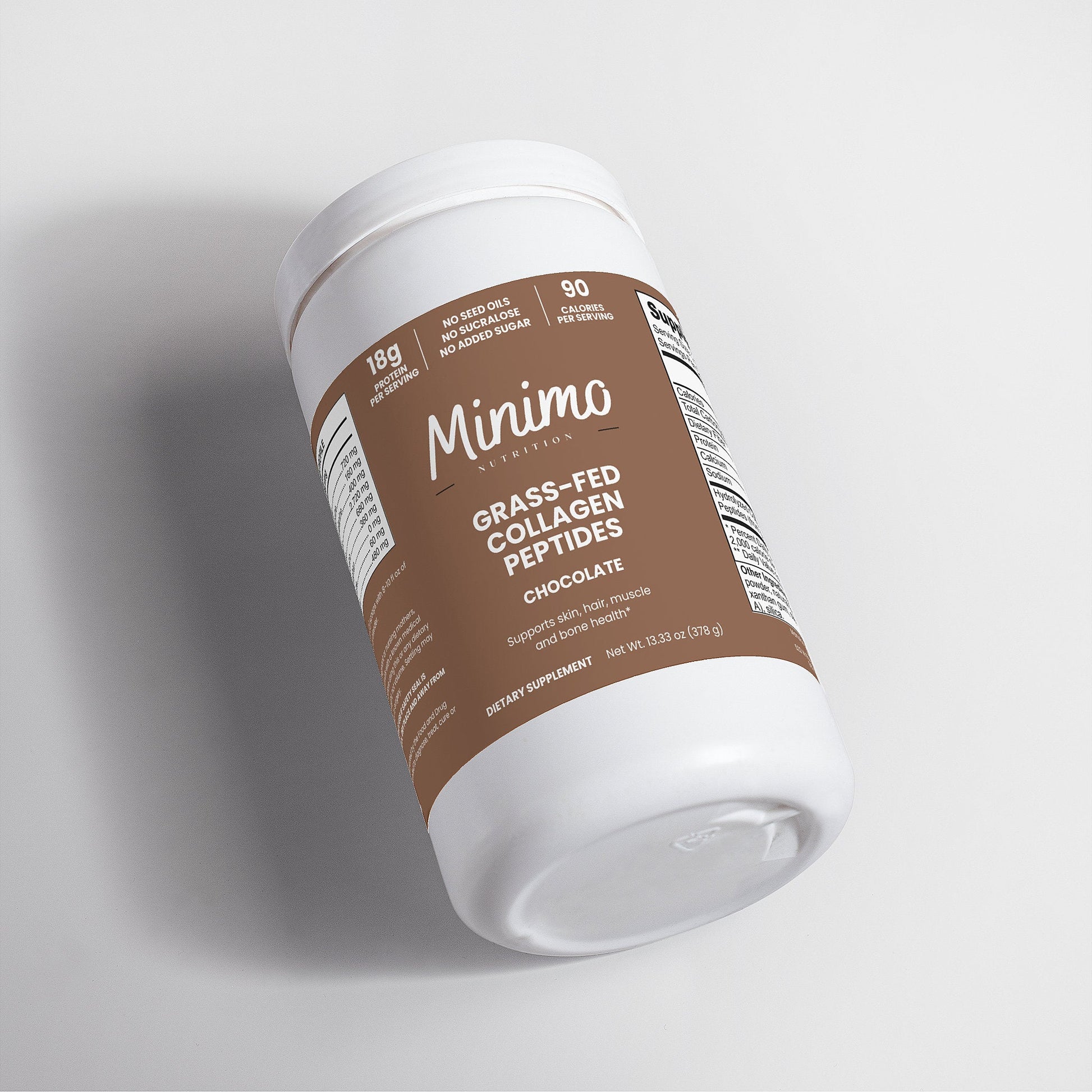 Grass-Fed Collagen Peptides Powder (Chocolate), 13.3 oz. Minimo Nutrition