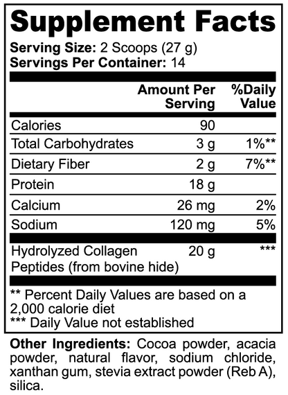 Grass-Fed Collagen Peptides Powder (Chocolate), 13.3 oz. Minimo Nutrition