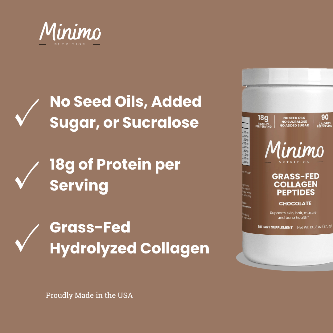Grass-Fed Collagen Peptides Powder (Chocolate), 13.3 oz. Minimo Nutrition