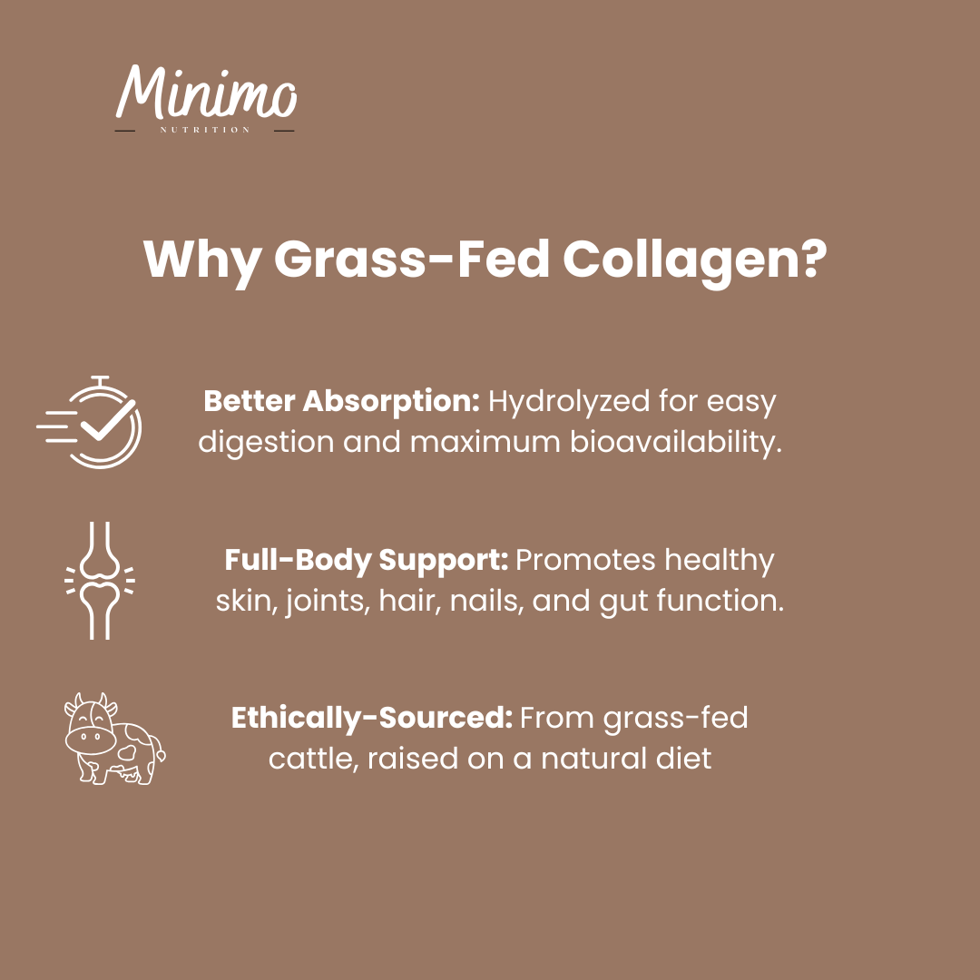 Grass-Fed Collagen Peptides Powder (Chocolate), 13.3 oz. Minimo Nutrition