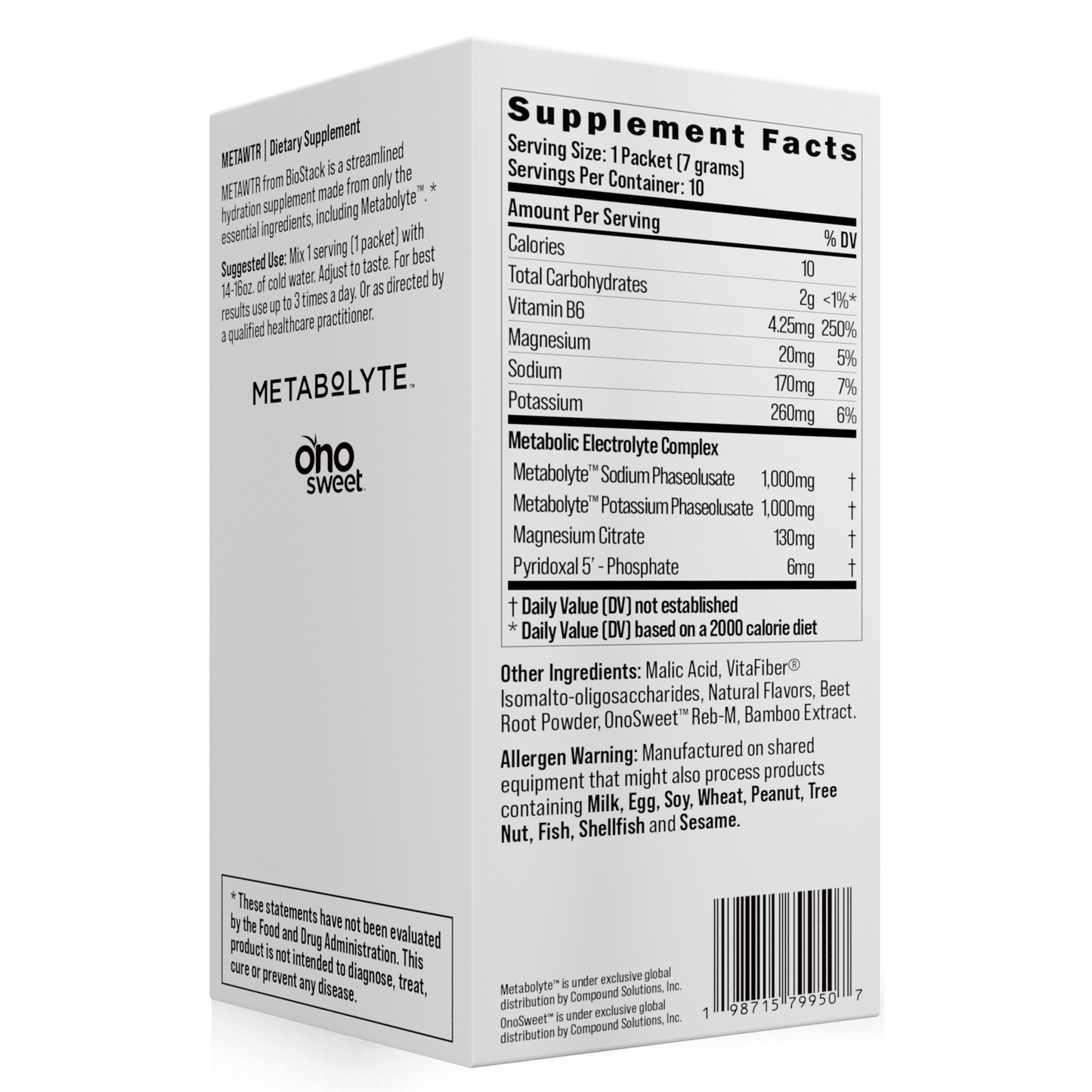 MetaWTR Hydration Fruit Punch - 10 Stick Pack BioStack