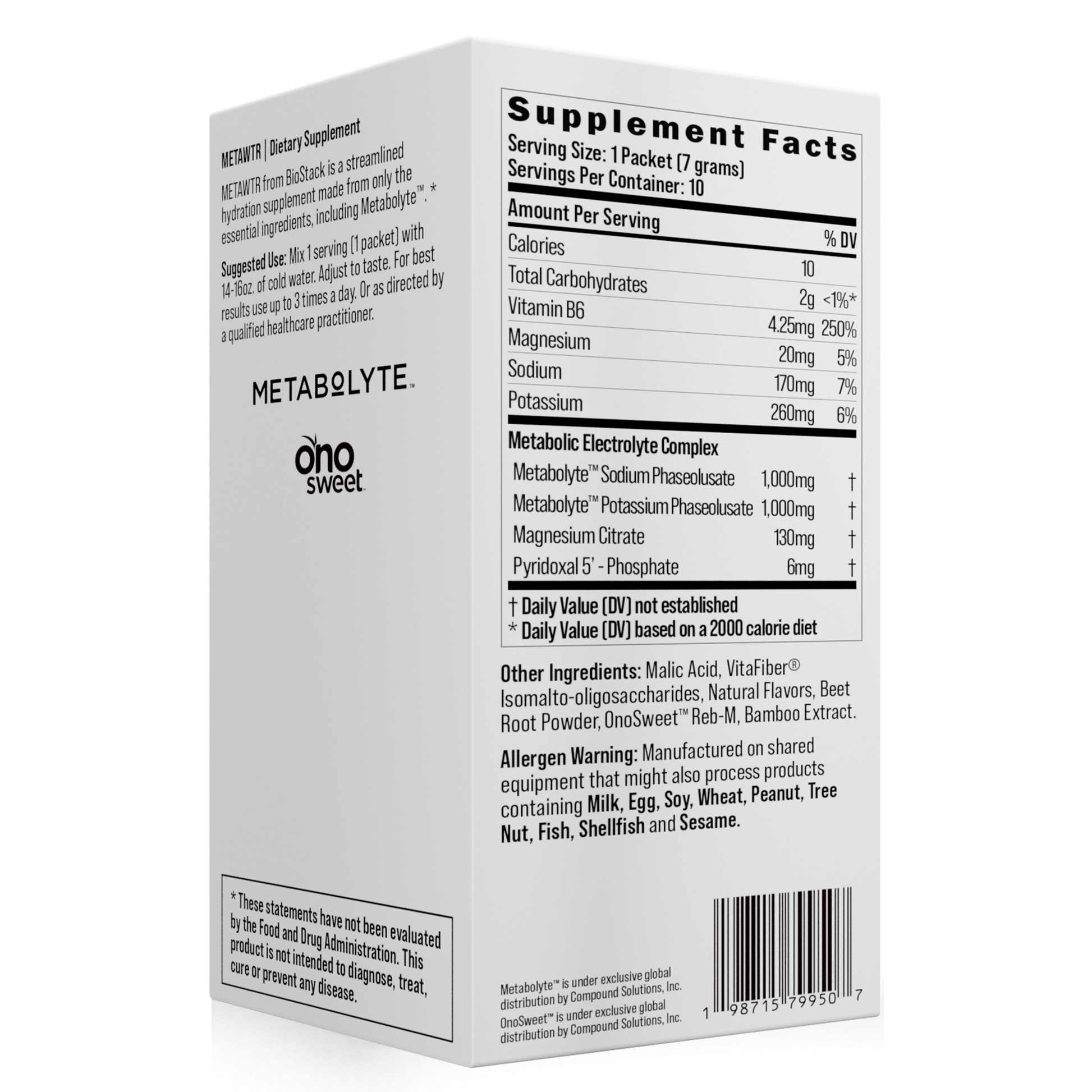 MetaWTR Hydration Fruit Punch - 10 Stick Pack BioStack
