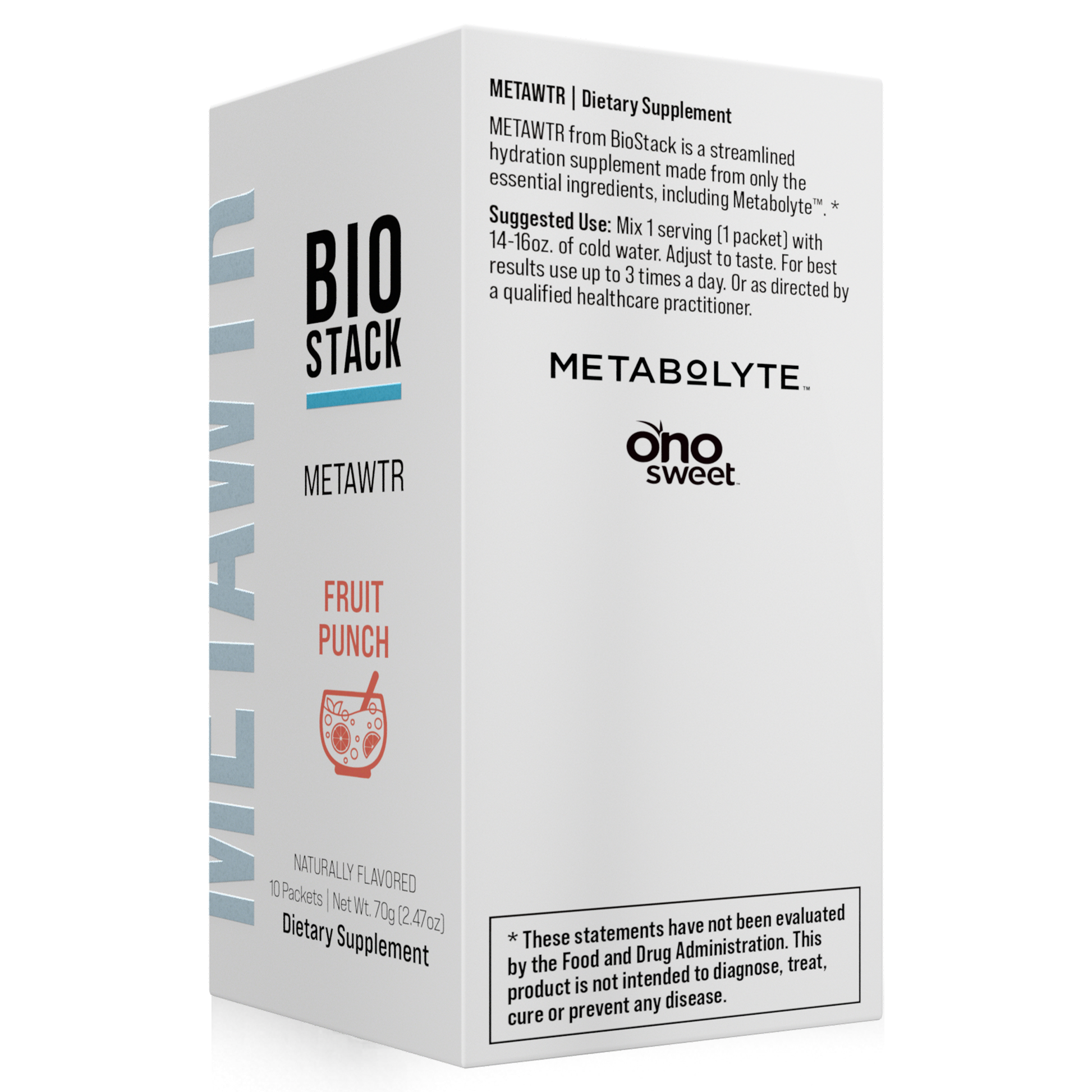 MetaWTR Hydration Fruit Punch - 10 Stick Pack BioStack