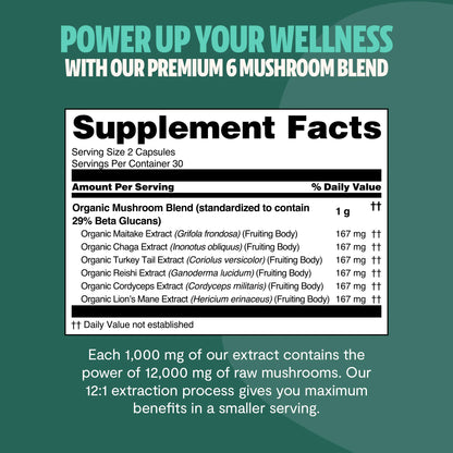 Organic Mushroom Complex Supplement Capsules FreshCap Mushrooms