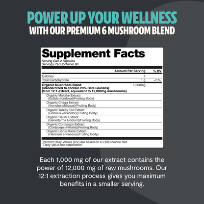 Organic Mushroom Complex Supplement Capsules FreshCap Mushrooms