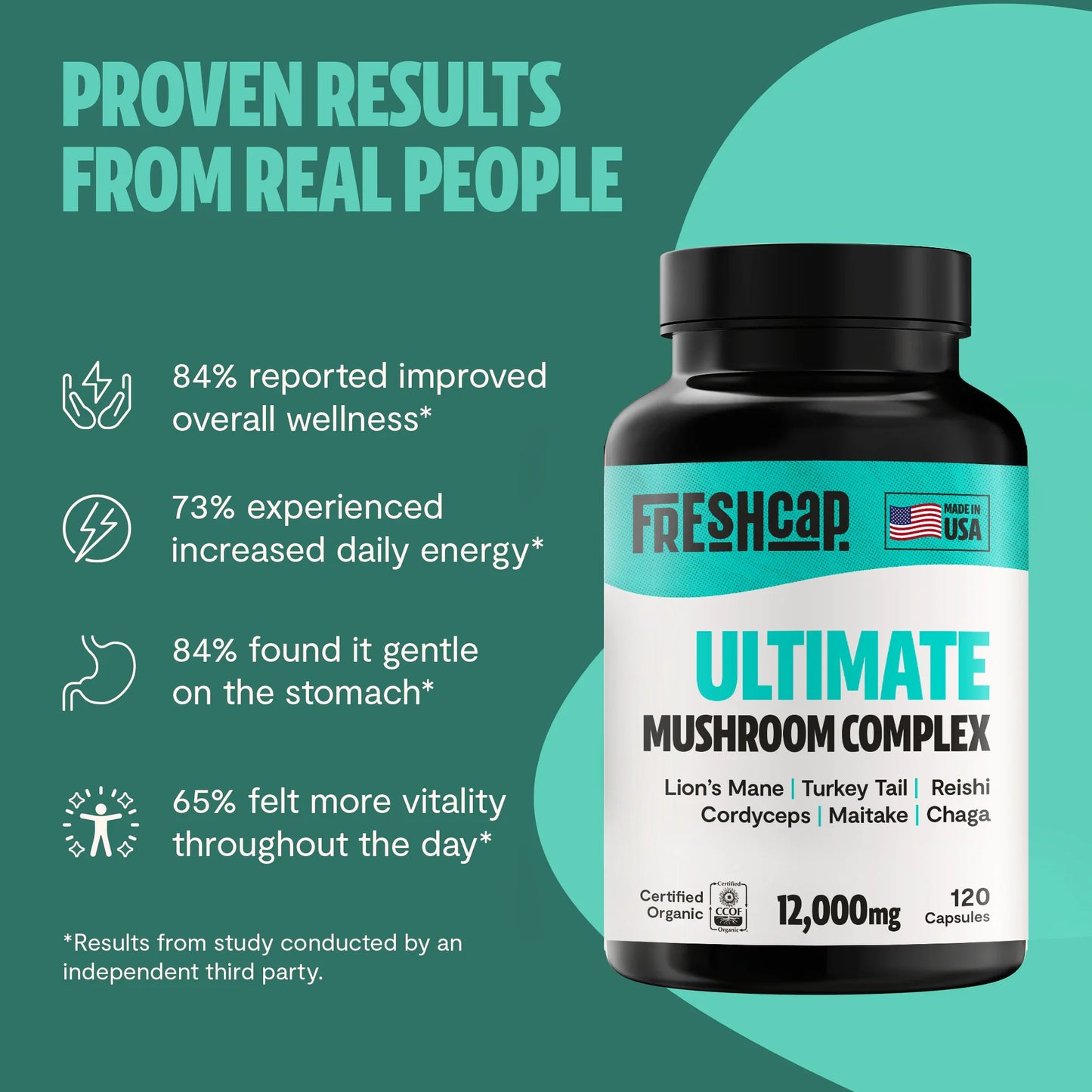 Organic Mushroom Complex Supplement Capsules FreshCap Mushrooms