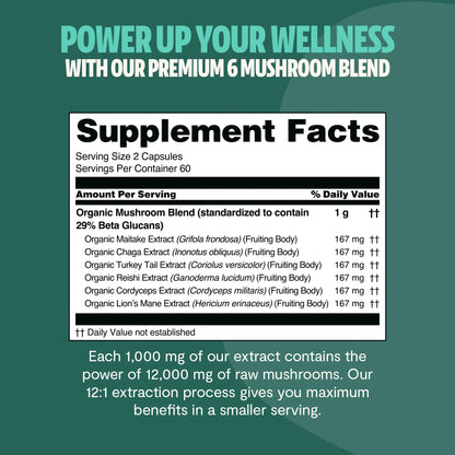 Organic Mushroom Complex Supplement Capsules FreshCap Mushrooms